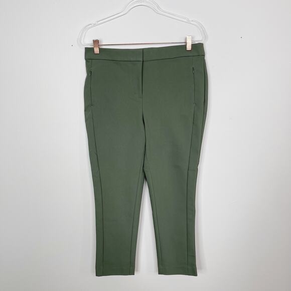 New LOFT Size 10P Olive Green High Waist Crop Pants Spring Petite Cotton Stretch - Picture 1 of 10
